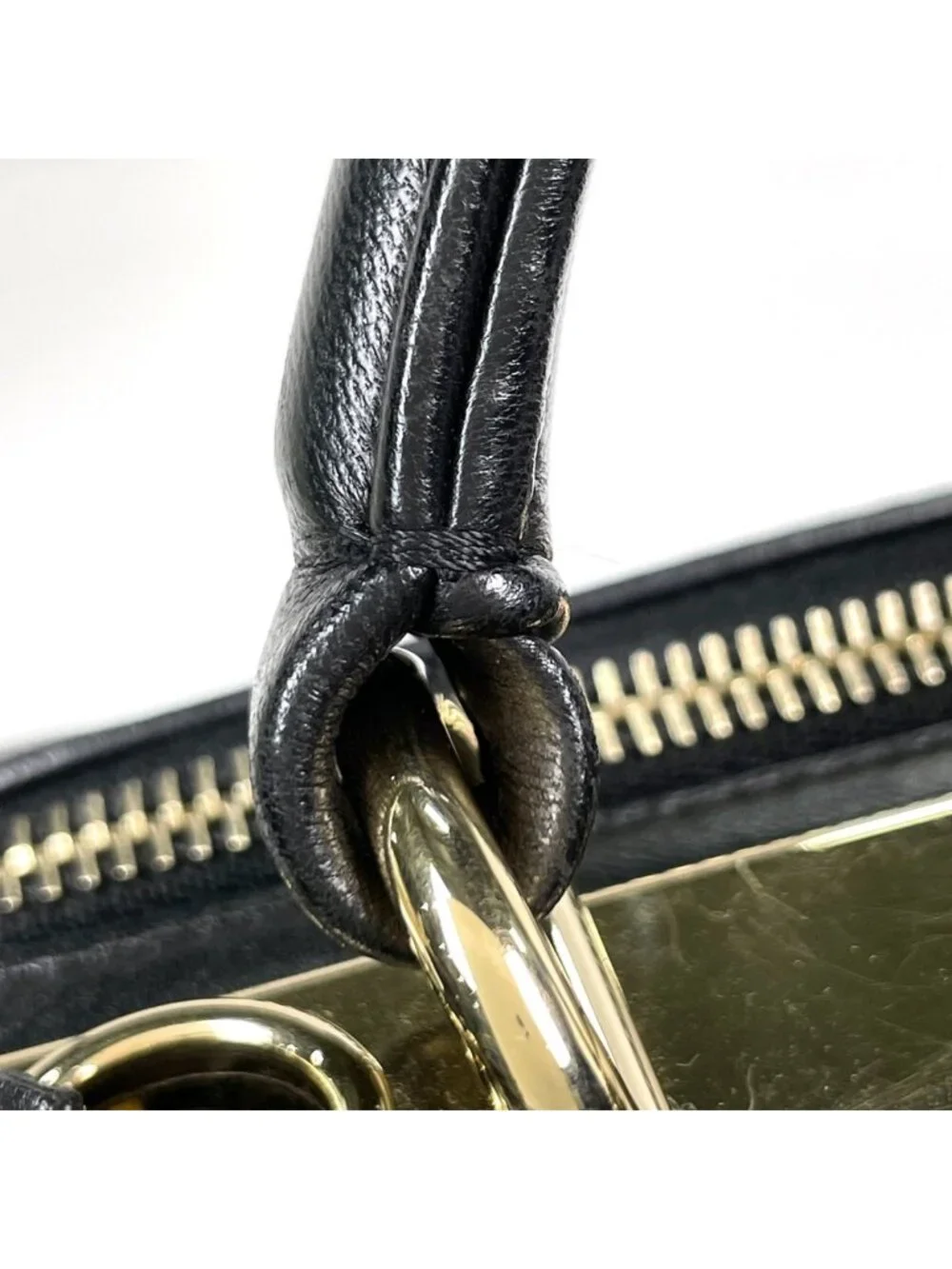 Chanel CC Logo Bowling Bag 2-Way Leather Black
